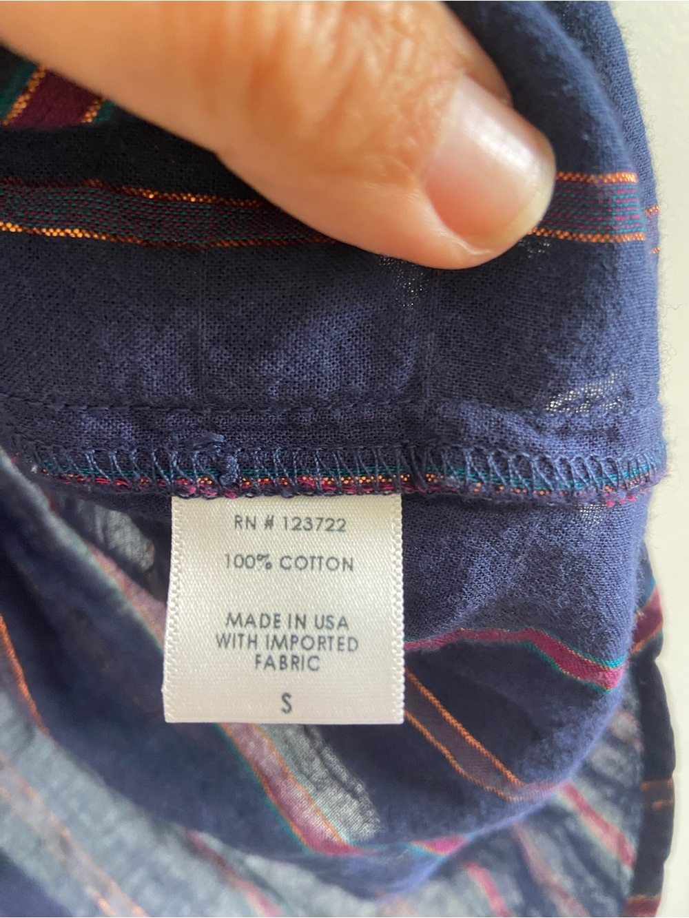 Xirena Channing Navy Stripe Button-Up Shirt Blouse 100% Cotton Flowy Size Small - Picture 3 of 6